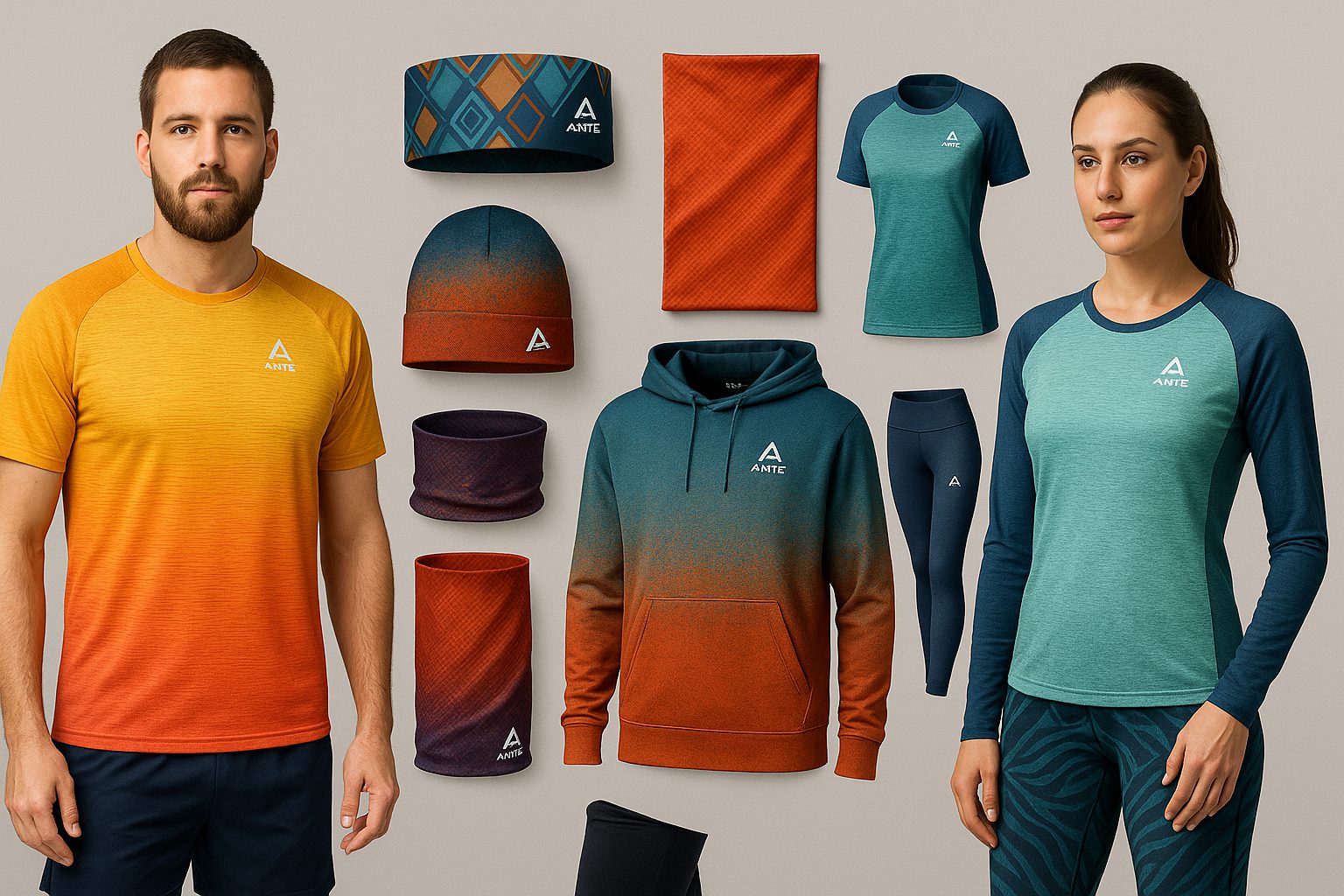 Odzież Sportowa ANTE SPORT CZAPKI KOMINY OPASKI KOSZULKI BLUZY LEGGINSY STROJE SPORTOWE 